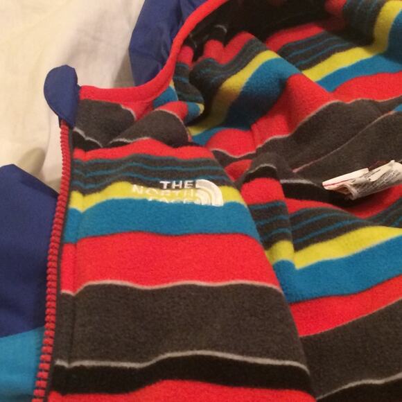 The North Face Baby Jacket Reversible Fleece Multicolor Hooded Size 6-12 - Picture 5 of 8
